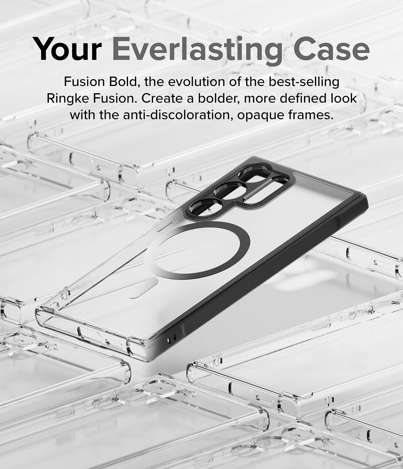 Ringke Fusion Bold [Compatible with MagSafe] Designed for Samsung Galaxy S24 Ultra Case, Enhanced Grip Technology Prevents Accidental Drops Non-Slip Anti-Yellowing Phone Cover - Magnetic Matte Black