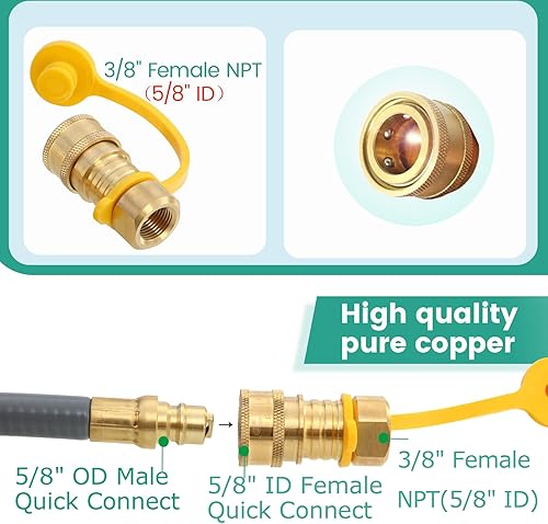 Miniatura 4 de 5369 Kit de conversión de propano a gas natural, manguera de gas natural de 12 pies con 38 pulgadas de diámetro interior con conexión rápida para