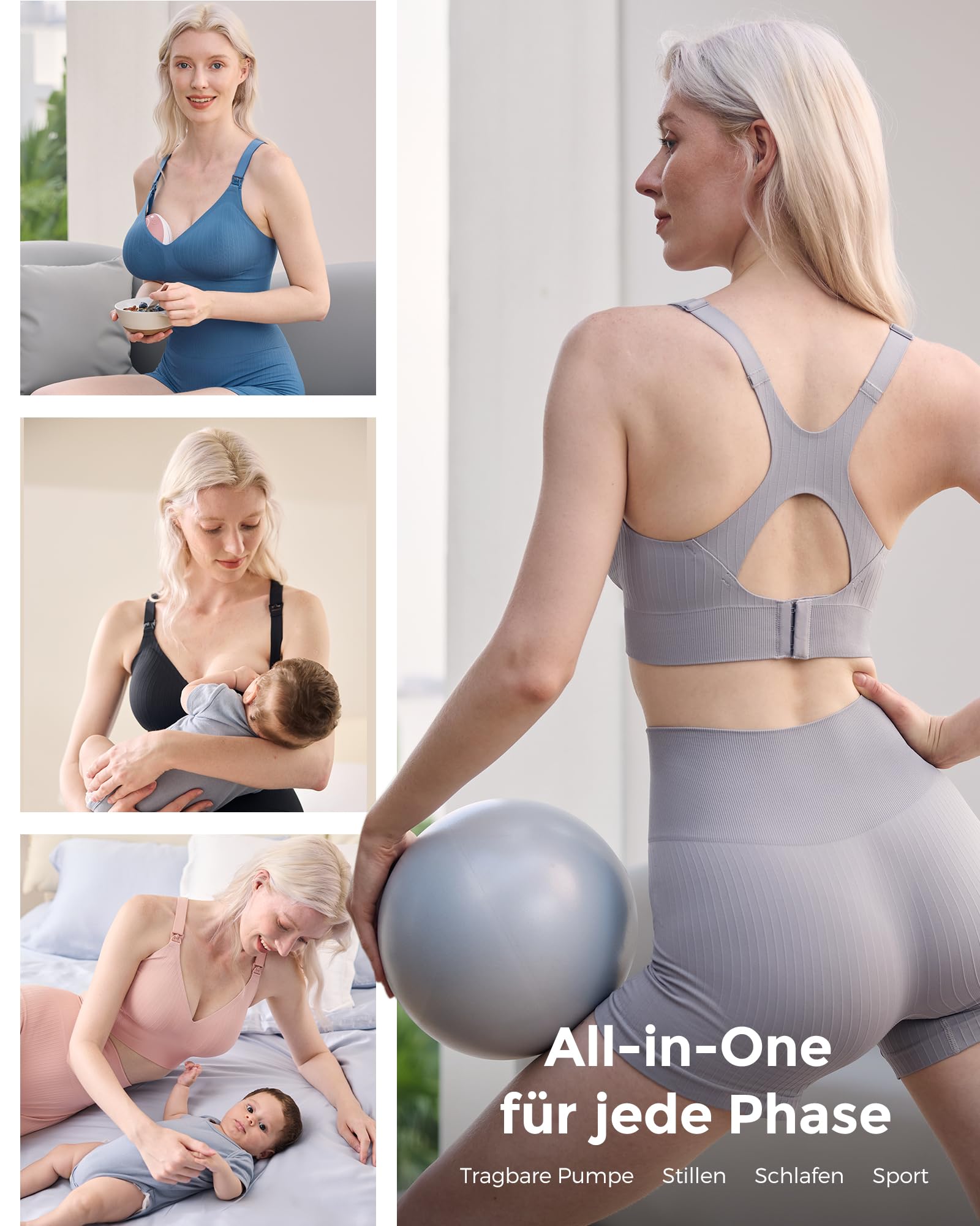 Momcozy Still-BH | Sport-Still-BH mit Kühl-Effekt für Yoga & Workout | Weicher, Stützender Schwangerschafts-BH mit Racerback | Atmungsaktiv & Dehnbar