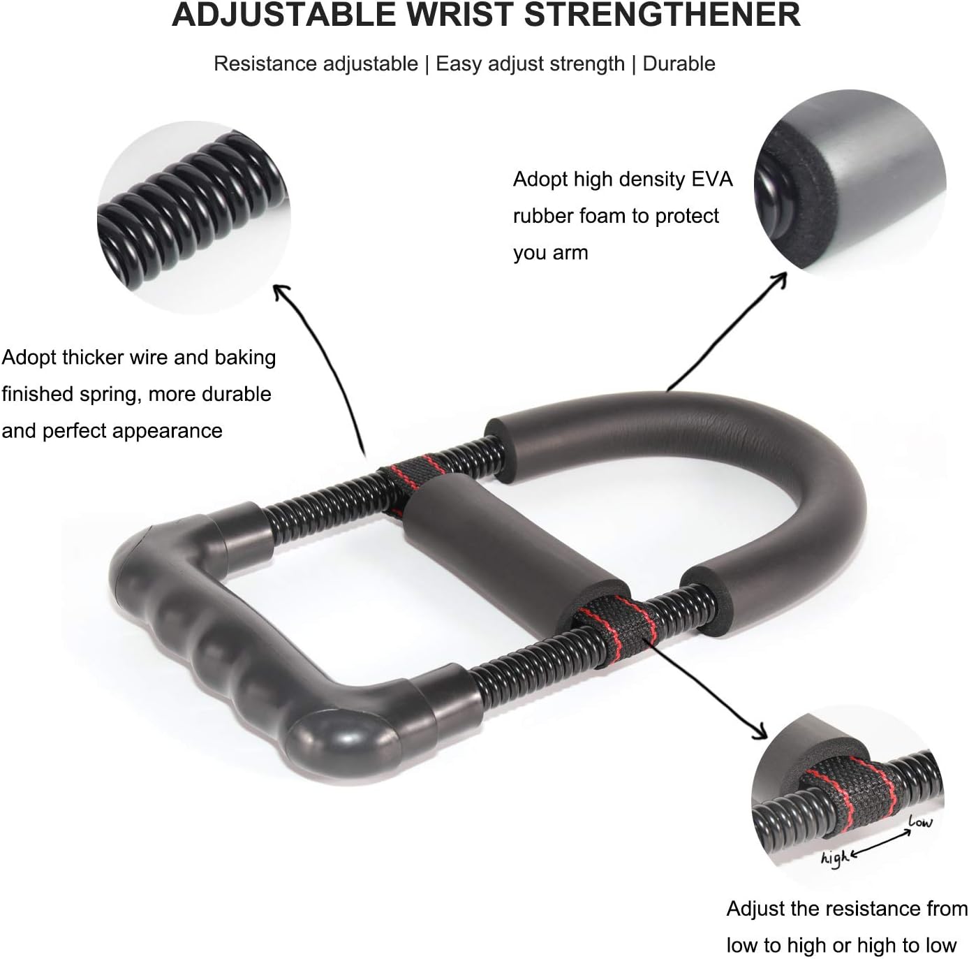 Antler Adjustable Hand and Wrist Exerciser Grip Strengthener Workout Kit(5 Pack) Hand and Forearm Grip Strength Trainer Hand Gripper Squeeze Exerciser Stress Ball Finger Exercise Stretcher for Gym