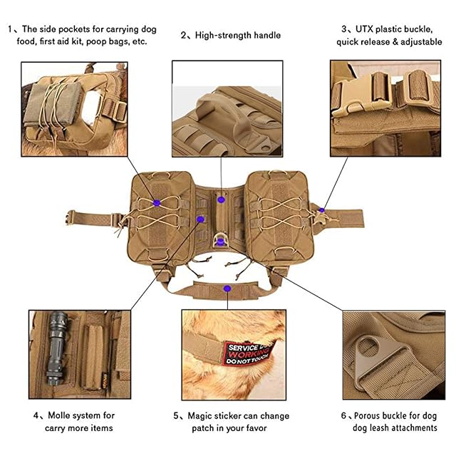Foto 4 de 7 de PJDDP Táctica para Perro Mochila para Perros