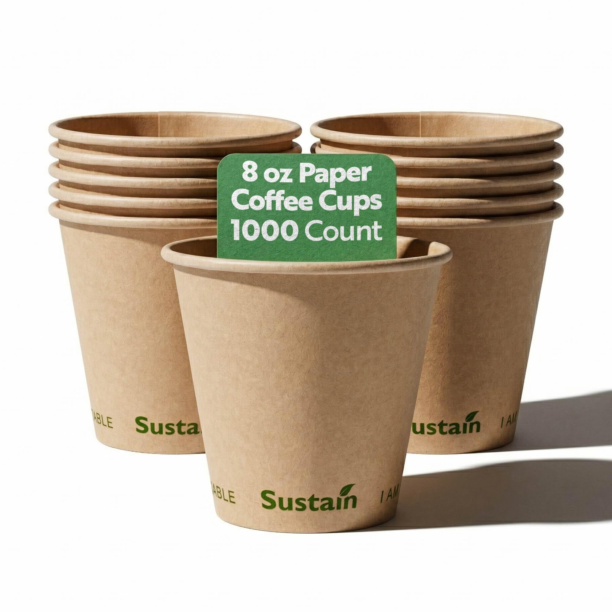 Restaurantware Coffee Cup 1000 Count 8 oz Paper PLA Lined Disposable Cup Leak-Resistant Kraft For Hot Beverages In Coffee Shops