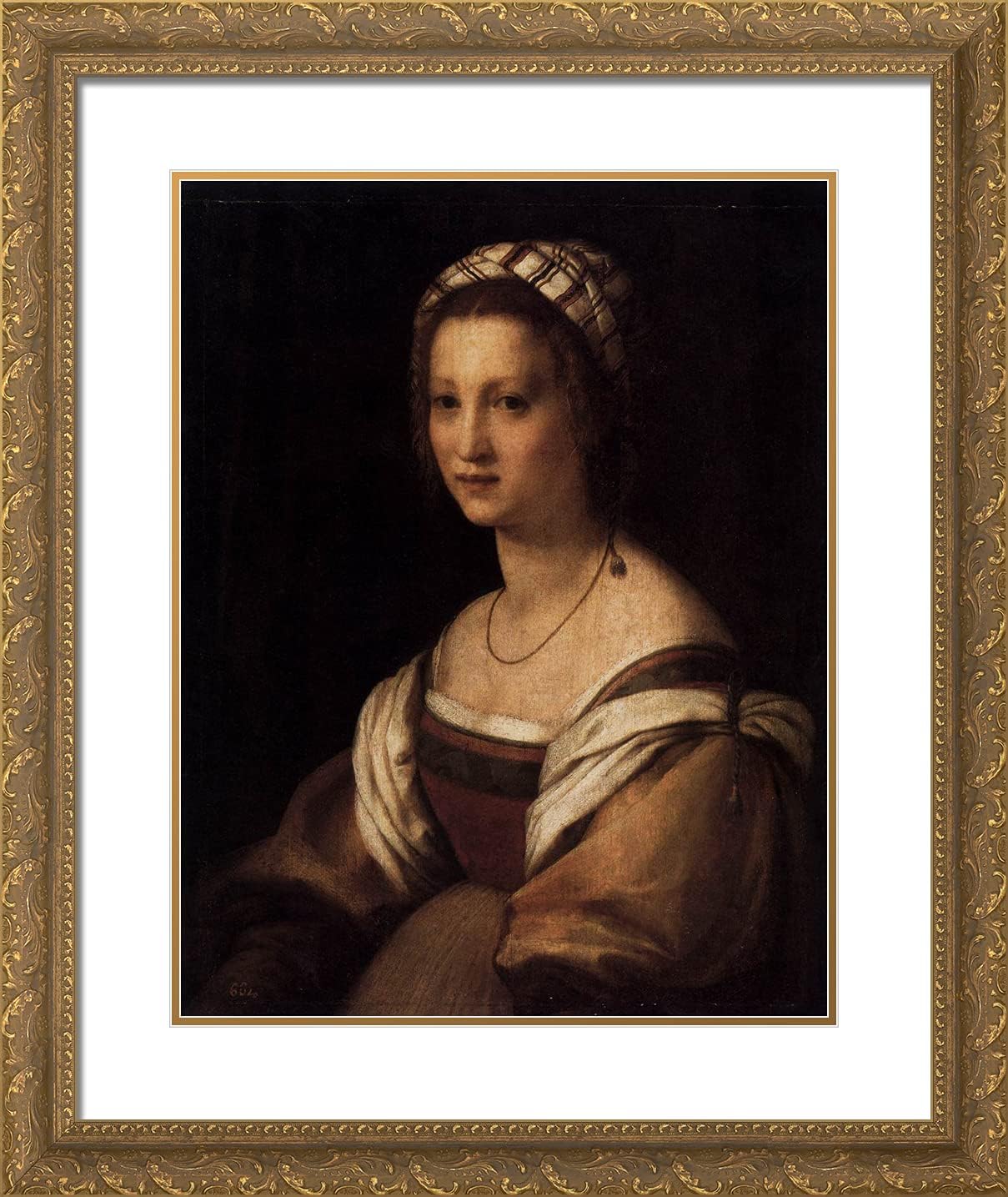ArtDirect Del Sarto, Andrea 20x23 Gold Ornate Framed Art Print with Double Matting Titled: Lucrezia di Baccio del Fede, the Artist's Wife