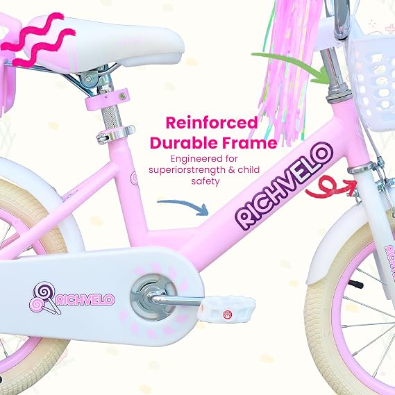 Kids Bike, Kids' Bicycle with Training Wheels | Kids' Bicycle with Training Wheels and Backet, Front V-Brake & Coaster Brake