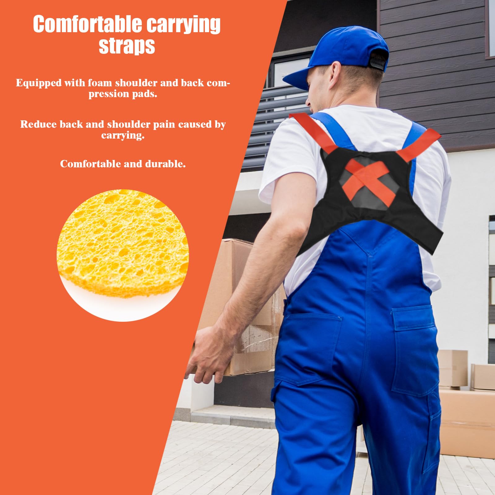 4 Pièces Sangle Demenagement, Professionnelles Sangle Levage Ajustables pour 2 Déménageurs Manutention, Déplacer Soulever Meubles Appareils Électroménagers, Objets Lourds Plus Facilement