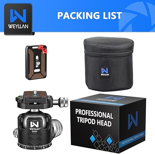 Miniatura 17 de WEYLLAN CH55 - Cabezal de bola de perfil bajo de 2.165 in, cabeza de bola panorámica, cabezal de cámara de trípode de metal CNC para trípodes