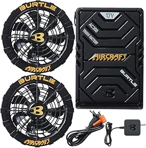 バートル BURTLE 黒ファン＋新型17V黒バッテリーセット AC300+AC310 エアークラフト AIRCRAFT 京セラ製 ファン付き作業着専用