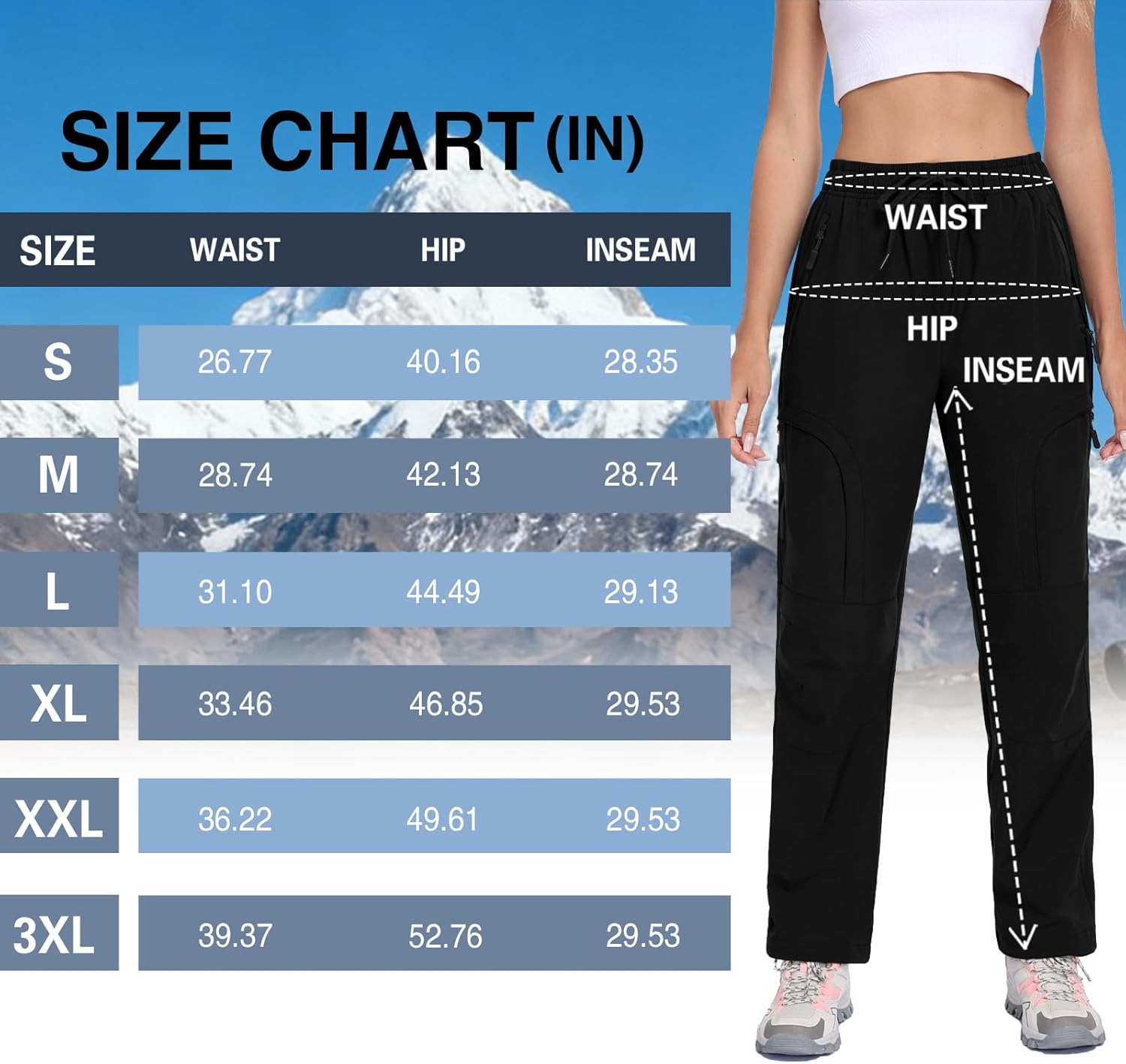 Women's Hiking Pants - UPF 50+ Water-Resistant, Breathable, Quick-Dry with 5 Pockets - Outdoor Trail, Travel