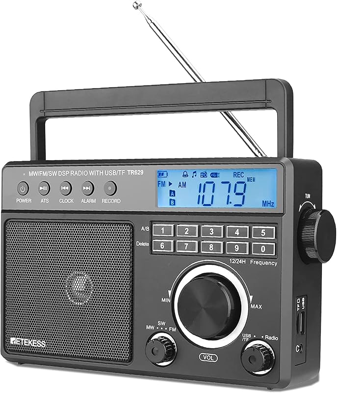 Retekess TR629 Portable Shortwave Radios, Digital Radio AM FM Plug in