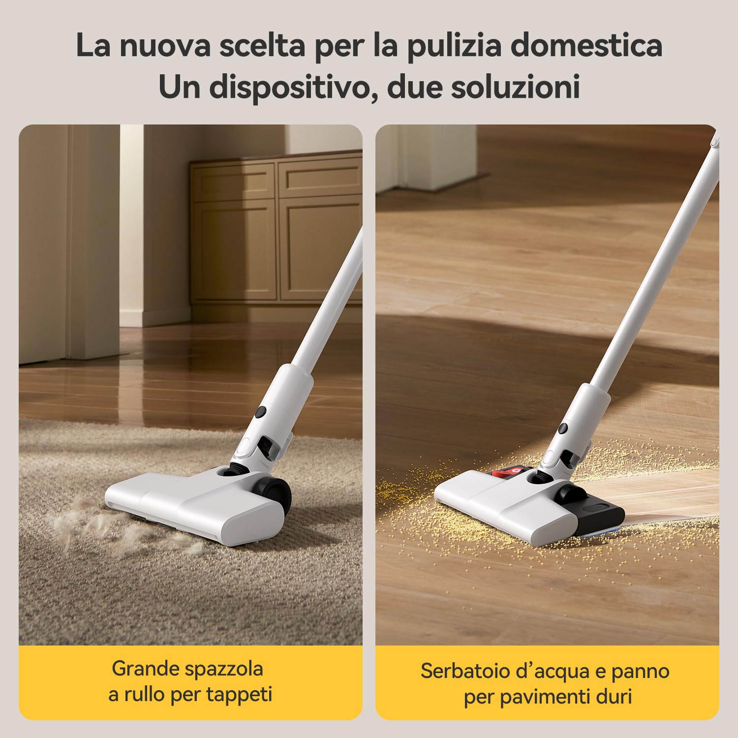 Deerma DEM-T20W Aspirapolvere senza filo 2 in 1: Aspira e Lava con 180W di Potenza, Filtro HEPA, Design Leggero