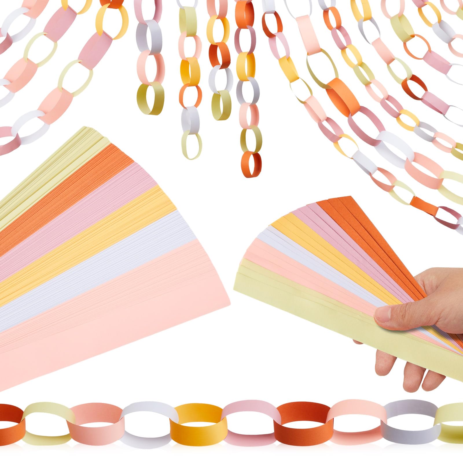 Nezyo 240 Sheets Bright Paper Chain Strips Construction Paper About 46 Feet in Total Length 1 x 8 Inch Assorted Colors DIY with 1 Roll Double Sided Tape(Macaron Colors)