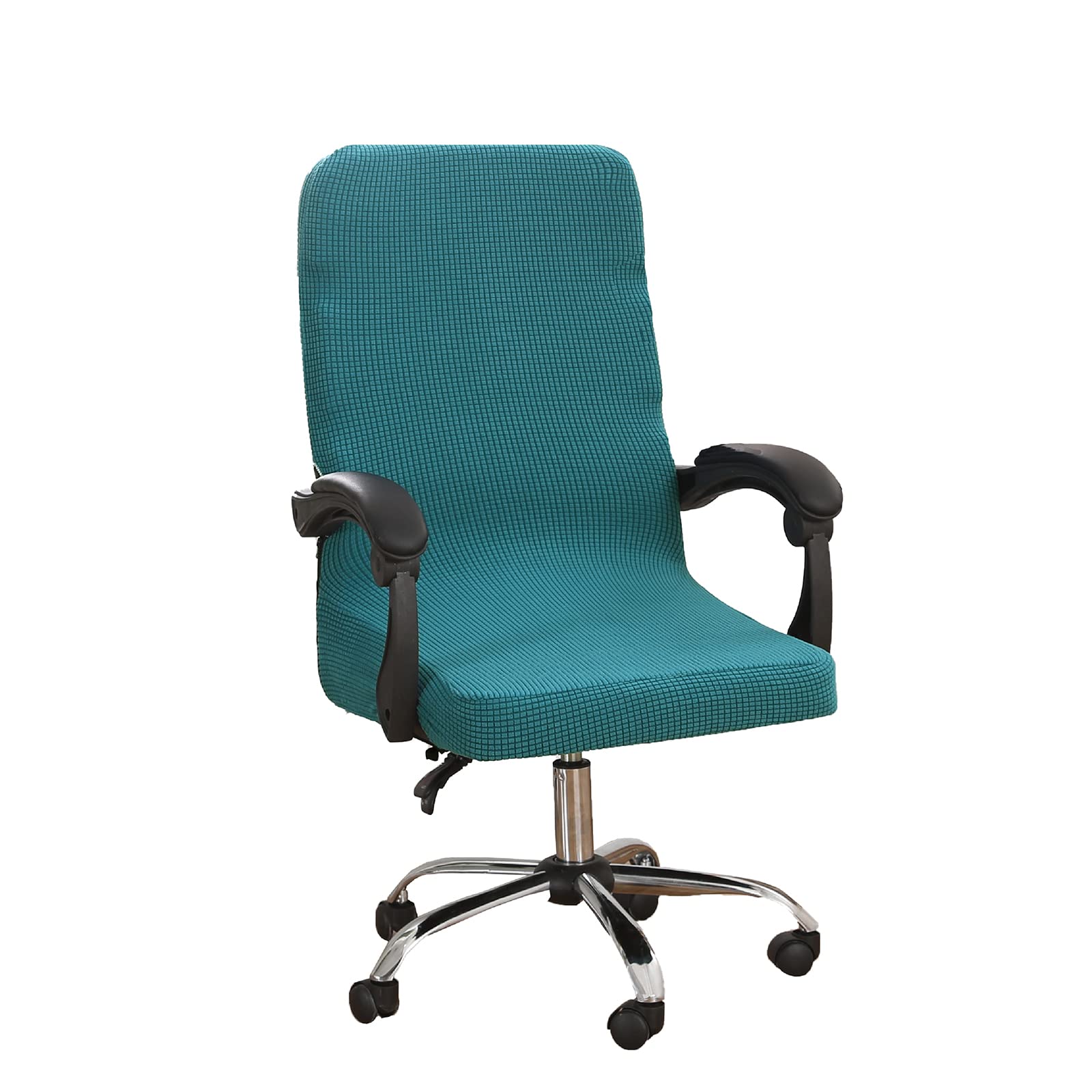 HACLEN Jacquard Office Chair Cover Stretch Boss Chair Covers High Back Desk Chair Cover Polyester Washable Slipcovers for Universal Rotating Chair Protectors -blue-Medium