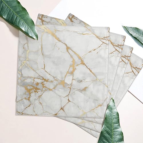 Miniatura 3 de Juego de 4 servilletas de tela de mármol de oro blanco, servilletas de comedor lavables para bodas, decoración de cena de fiesta, 20 x 20 pulgadas