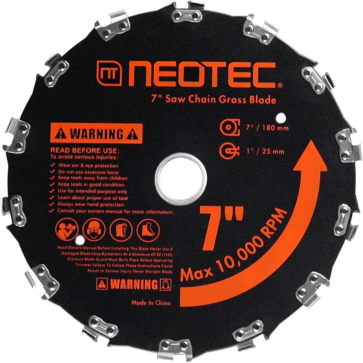 NEO-TEC Brush Cutter Blade 7” x 14T Circular Saw Blade with 1" Arbor for Trimming and Clearing Thick Weeds, Grass, and Small Trees