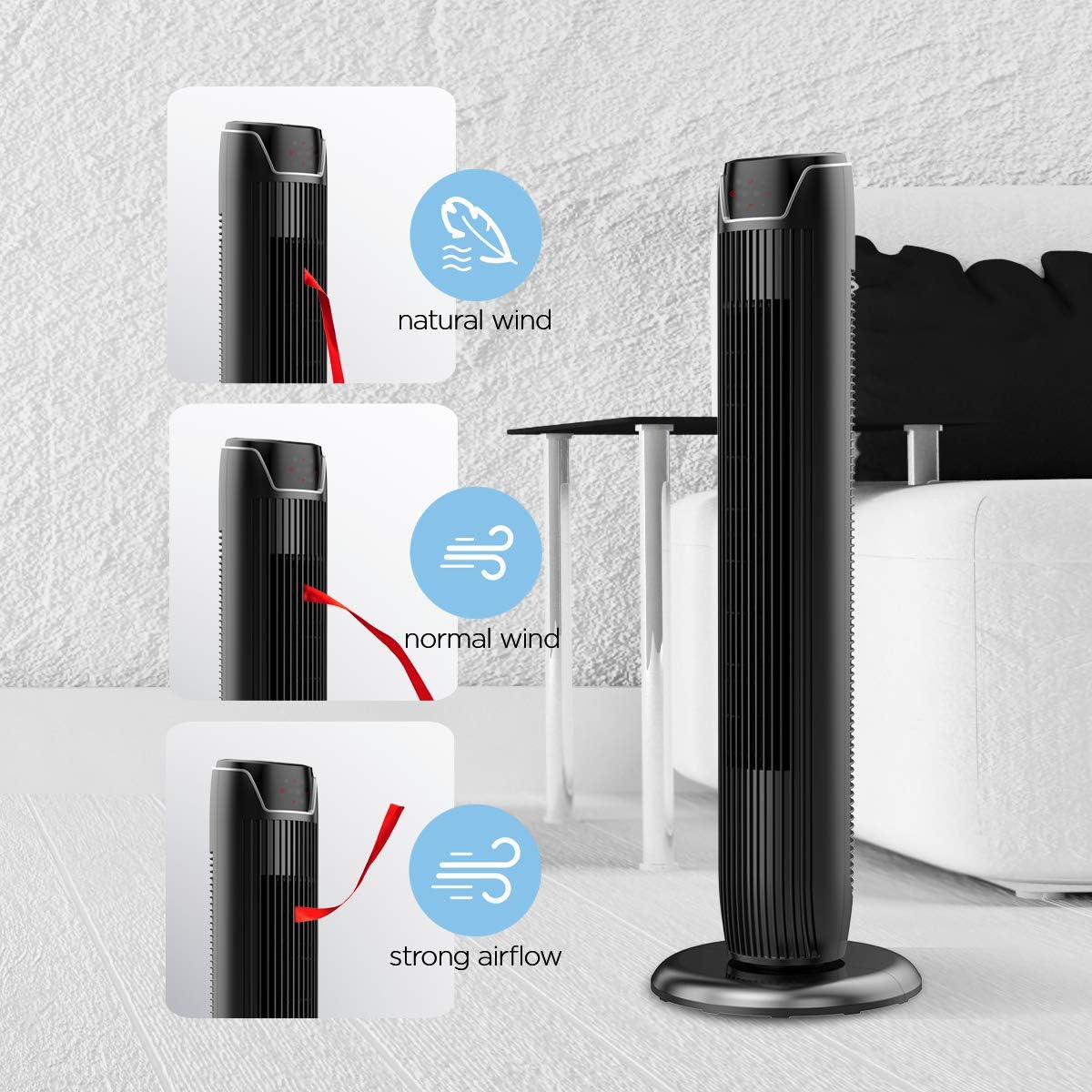 Three fan modes: natural wind, normal wind, strong airflow