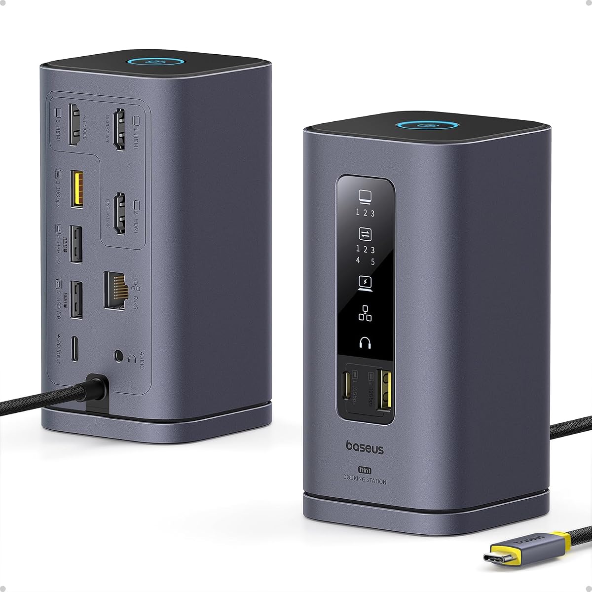 SpaceMate(MAC) Docking Station 3 Monitors with 4K HDMI, 10Gbps USB Ports, 100W PD, Gigabit Ethernet, Audio, Laptop Docking Station for Mac & Win