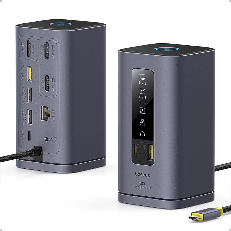 SpaceMate(MAC) Docking Station 3 Monitors with 4K HDMI, 10Gbps USB Ports, 100W PD, Gigabit Ethernet, Audio, Laptop Docking Station for Mac & Win
