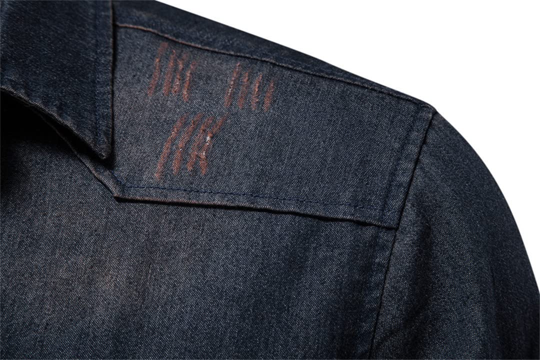 Camisas Vaqueras de algodón 100% para Hombre, Camisa Vaquera de Manga Larga de Color sólido Ajustada, Camisa de Primavera