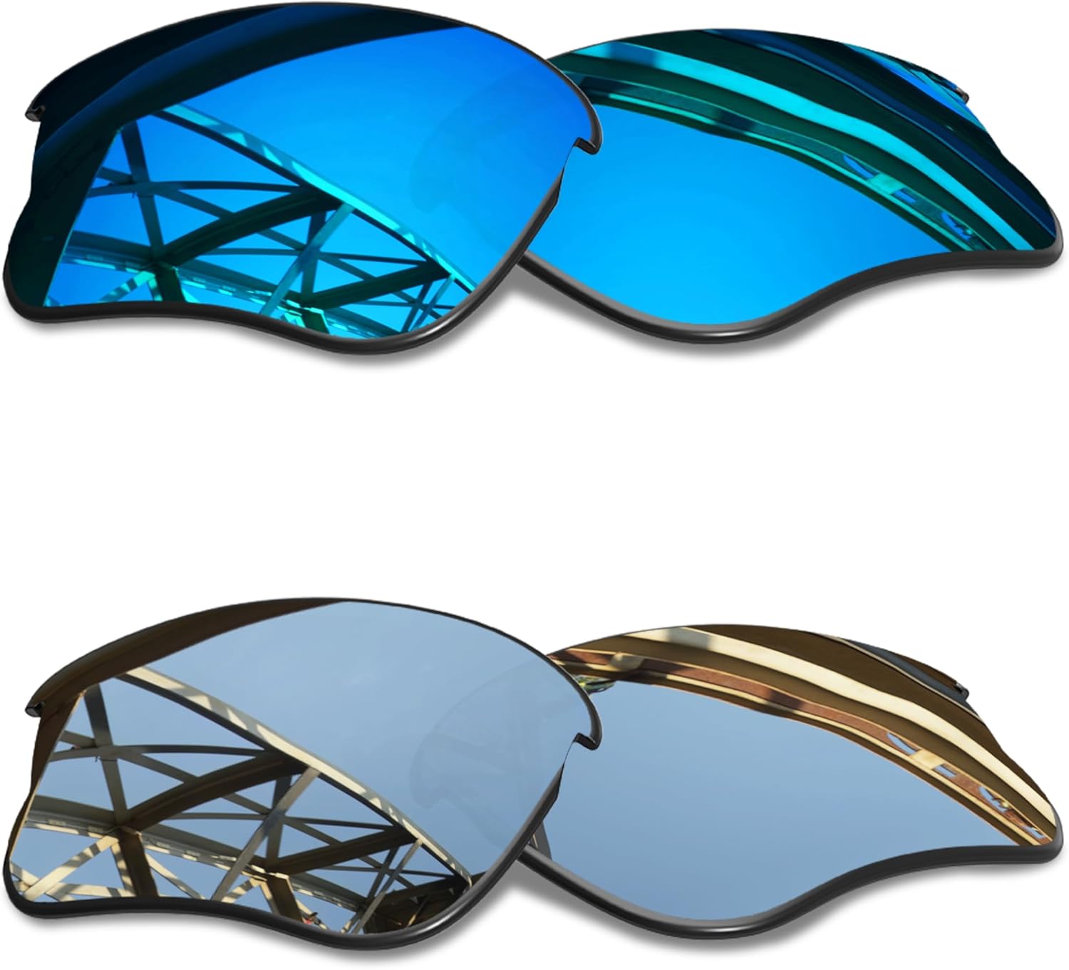 SmartVLT Men's Ice Blue&Silver Titanium Replacement Lenses for Oakley Flak Jacket Sunglass
