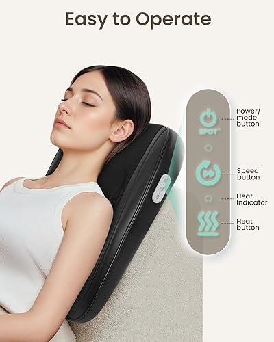 Vista 14 de Snailax Shiatsu AL233 Masajeador para cuello y espalda con calor, espalda completa, masaje Shiatsu o masaje con rodillo, almohadilla para masajes