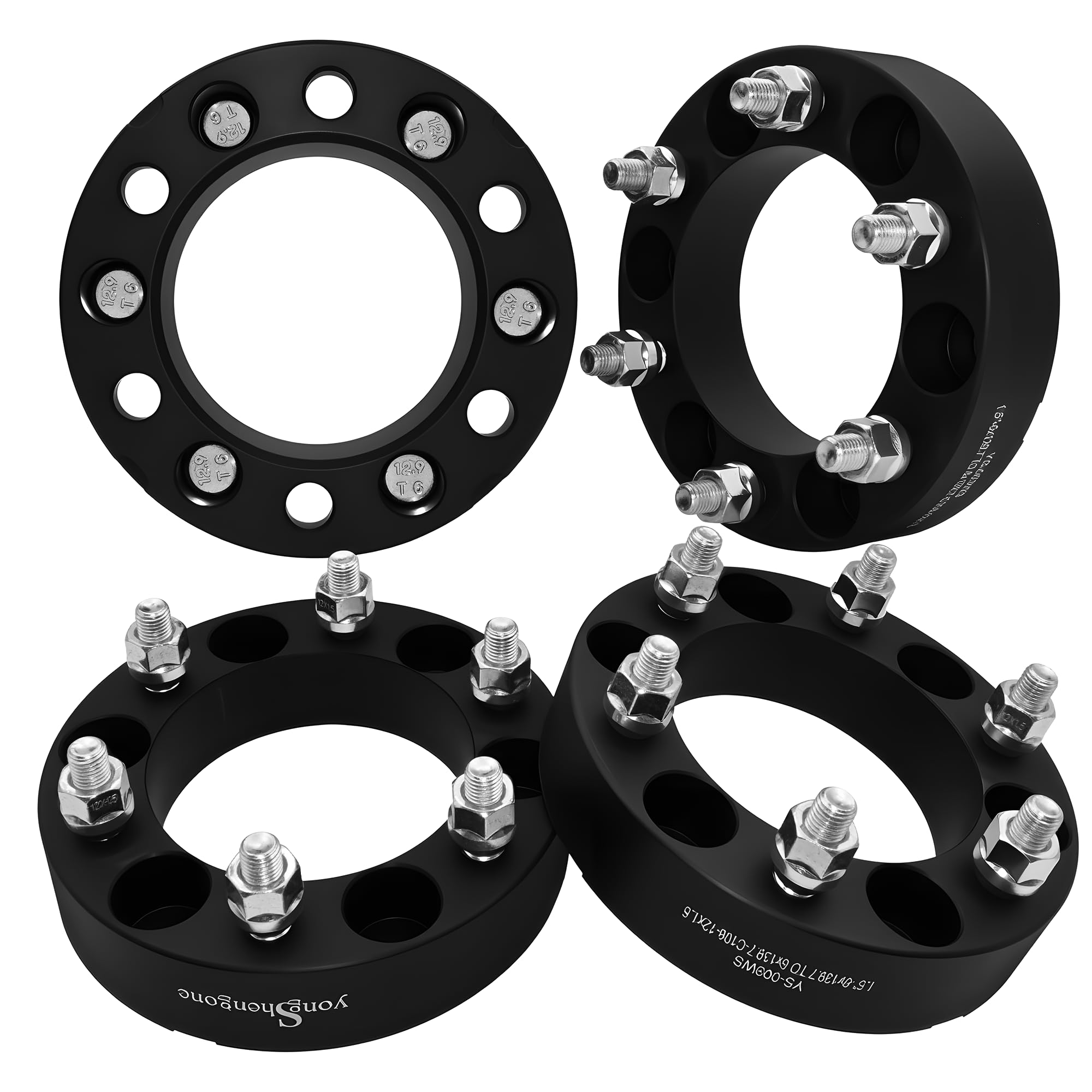YONGSHENGONE 1.5" 6x5.5 (6x139.7) Hubcentric Wheel Spacers - 108mm Bore & M12x1.5 Studs - Forged for Toyota Tacoma (1995-2003), 4Runner (1989-2023),