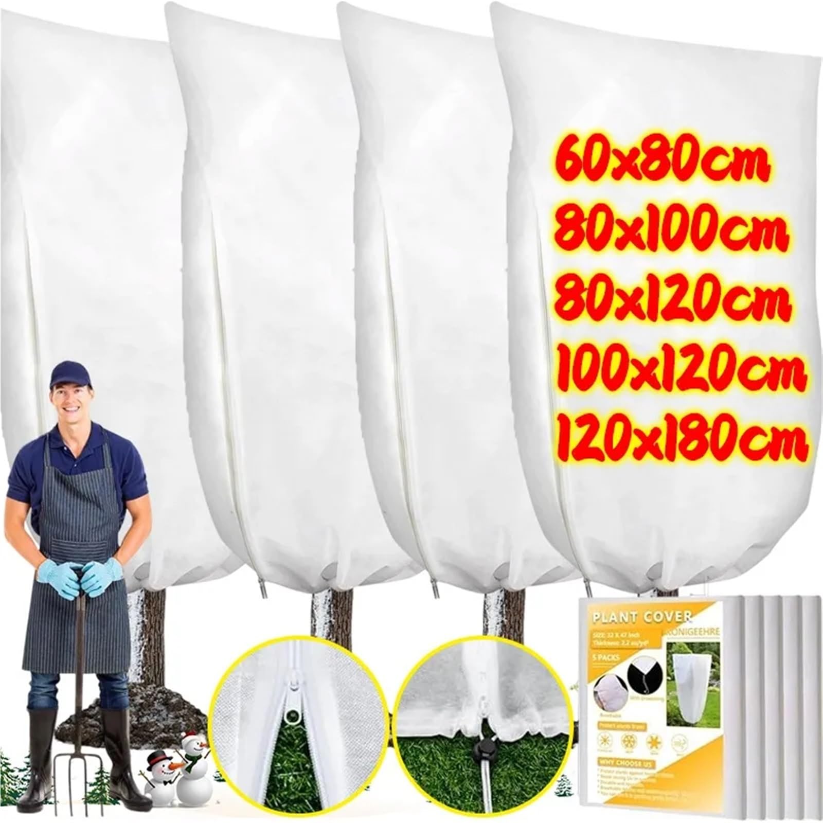Protectores de Invierno para Plantas 3 Fundas Protectoras for Plantas, Árboles y Arbustos, Resistentes al Invierno a Las Heladas. Ideales for Jardín Patio. Protegen del Frío(80x120cm)