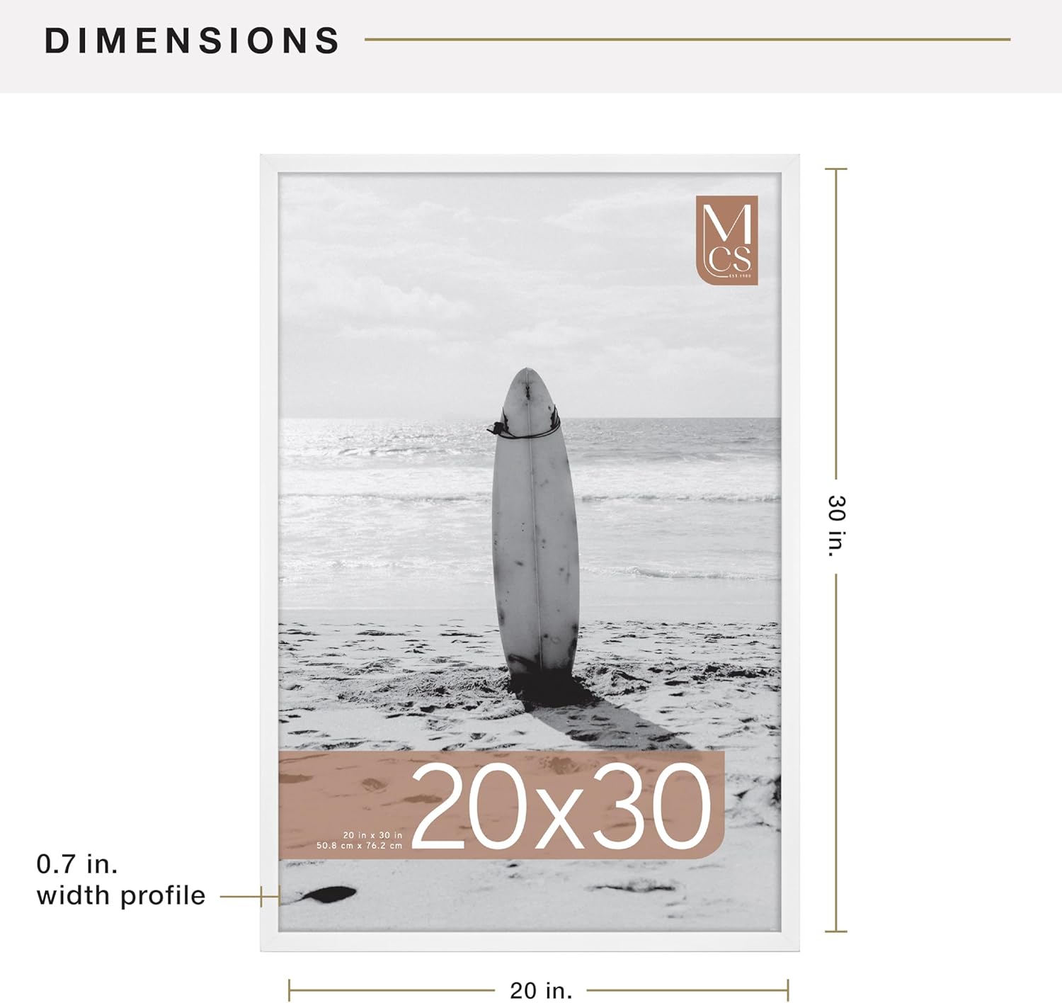 MCS Foundation 20x30 Poster Frame Traditional White, Vertical & Horizontal Wall Hanging Large Picture Frame for Photos, Posters & Art Prints (1-Pack)