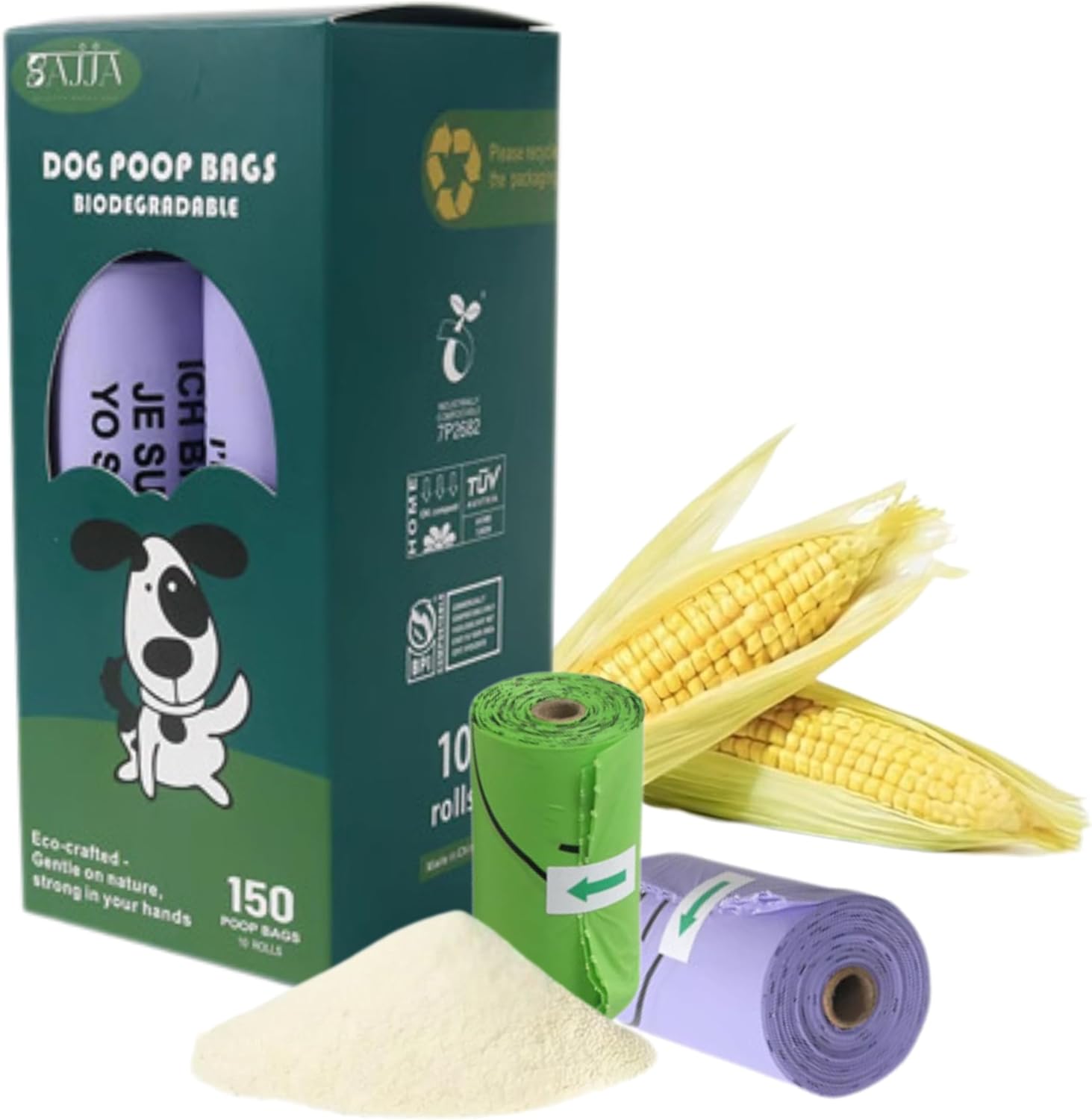 0 Plastic -150 bags, 100% Certified Home Compostable Dog Poop Bags – we give back to World Animal Protection – ASTM D6400 & EN 13432 Compliant, extra thick & Leak proof dog poop bags