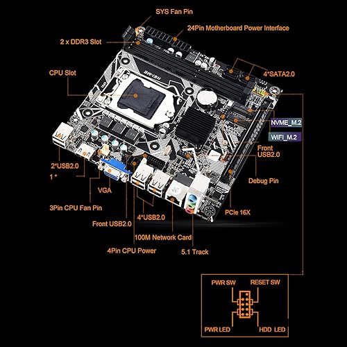 Miniatura 3 de Placa base para computadora de escritorio H6 ME, zócalo LGA 1155, DDR3, SATA2.0 x 4, PCIe 16X, USB 2.0 x 10, VGA, HDMI, M.2, NVME M.2, pin de