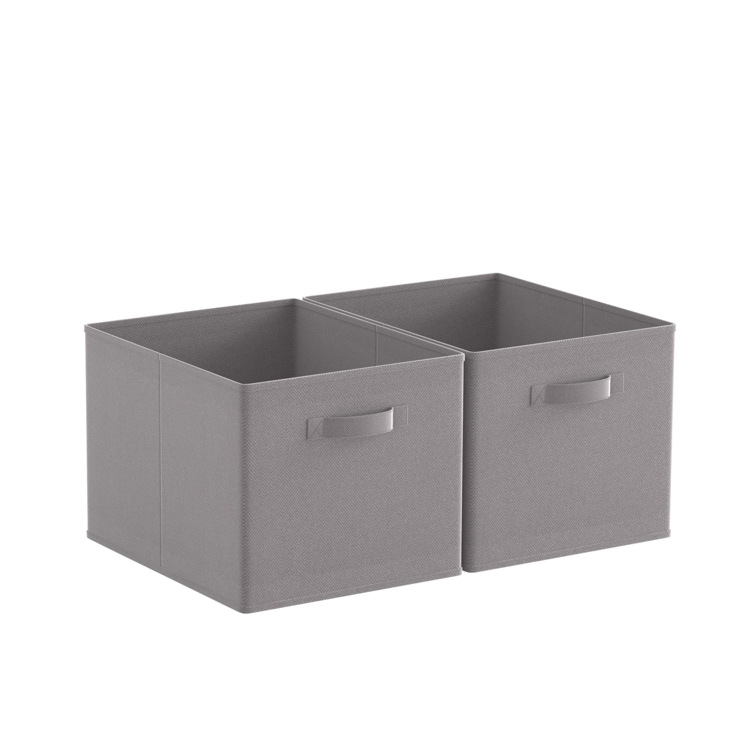 BonChoice Foldable Storage Cubes Boxes Pack of 2 with Handle for Home Organization, Fabric Wardrobe Storage Box Organizer Basket Bins for Clothes Toys Towels, Collapsible&Durable Grey