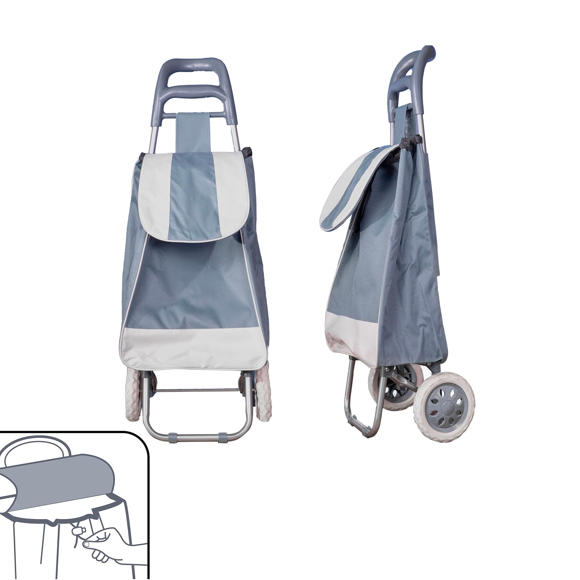 Akitaink Carrello Portaspesa leggero 42L, Design Italiano, 1.5 kg, Tasca con Zip, Antipioggia, Trolley porta spesa leggero impermeabile 95x35x28 cm