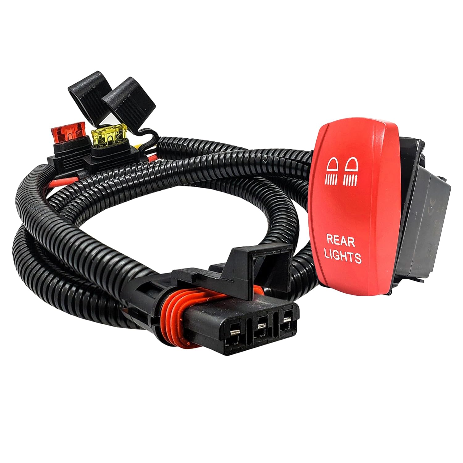 6' Power Bus Bar Plug Wire Harness with On/Off Red Rocker Switch for Rear Chase Lights Compatible with 2024 Polaris Xpedition XP ADV Ultimate Northstar Premium