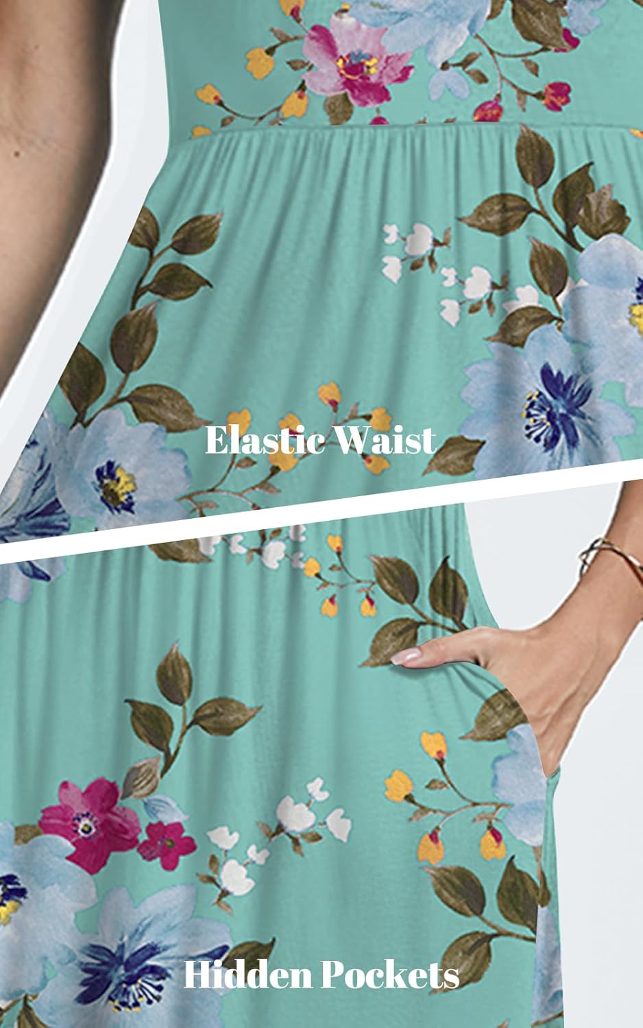 AYIFU Womens Short Sleeve Empire Waist Dresses Casual Summer Dress with Pockets - Image 5