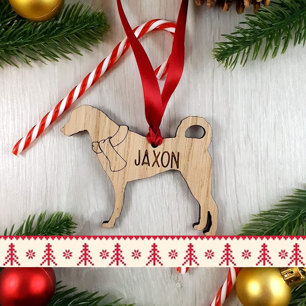 My Pretty Little Gifts Wood Personalised Kangal Dog Decoration Oak Bauble - Christmas Tree Gift Pet Xmas