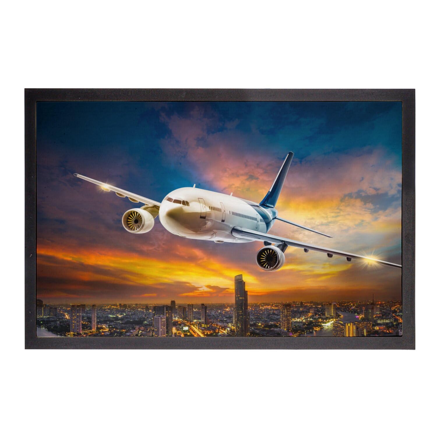Paillasson avion aéroport coucher de soleil avec visuel haute définition 75x50cm