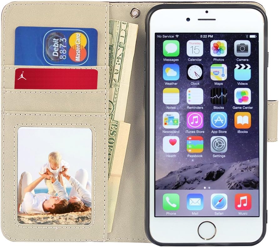 UrSpeedtekLive iPhone 6S Plus Case, iPhone 6 Plus Case, Premium PU Leather Flip Wallet Case Cover with Card Slots Holder & Stand for Apple iPhone 6s Plus/6 Plus, White Butterfly