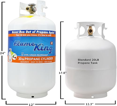 Miniatura 4 de Flame King YSN330 - Cilindro de tanque de propano de acero de 30 libras con medidor y válvula OPD para parrillas y barbacoas, campamento, pesca y