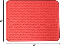 Vista 8 de Dependable Industries Silicone Drying Mat, 16"x12" - Grooved Design, Heat-Resistant, Non-Slip, BPA-Free - For Dishes, Cutlery, Pots, Pans (Sky Blue)