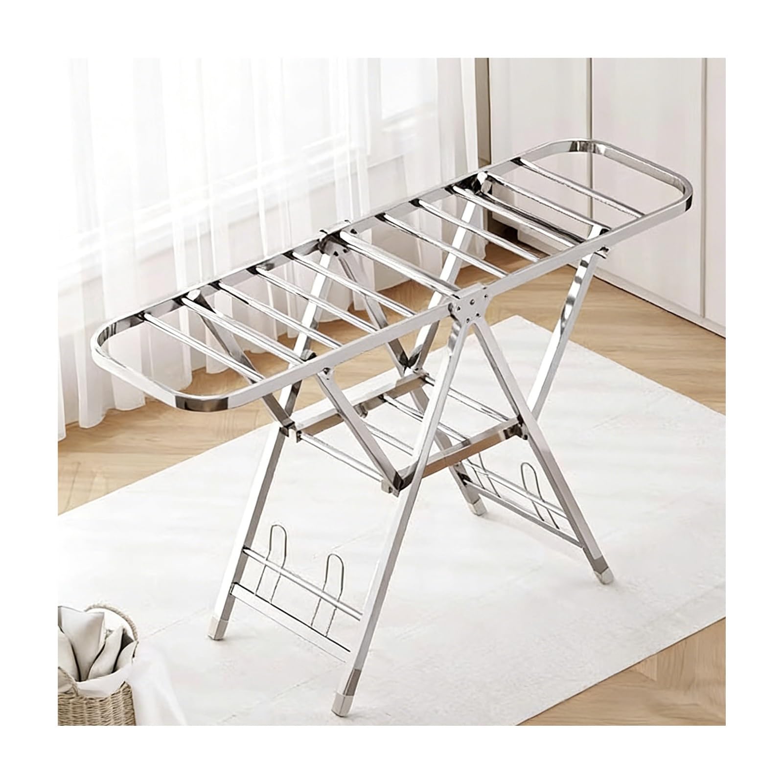 EYRMQWJPC Foldable Clothes Airer， Foldable Laundry Drying Rack 2-Layer StainlessSteel Winged Airer IndoorOutdoor SpaceSaving(Flagship Model - 160cm)