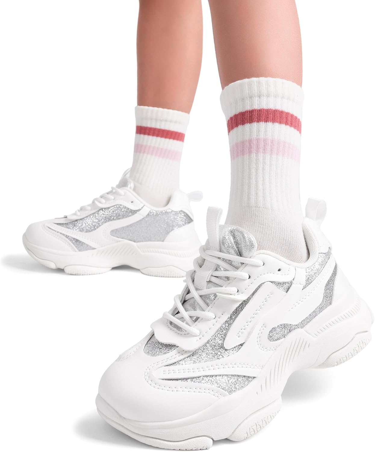 DREAM PAIRS Kids Girls Sneakers Jelly Sole Lace up Shoes Lightweight Walking Shoes for Girls Boys - Image 2