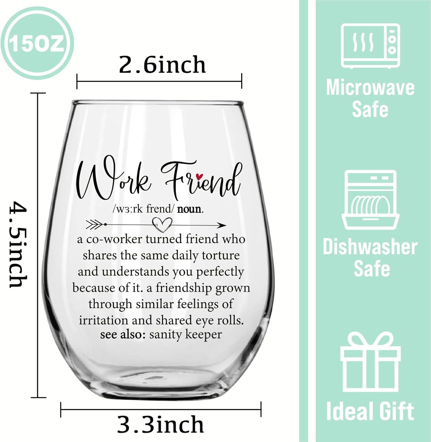Work Friend Wine Glass,Coworker Gifts for Women,Coworker Leaving Gift, Going Away, Goodbye for Coworkers,Work Friends Gifts for Women Coworker, 15oz - Image 2