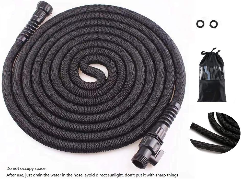 Strongest expandable garden hose, with three layers latex core, durable nylon cloth, the highest density latex expansion hose in the market,Light without twisting or winding magic hose (50FT)