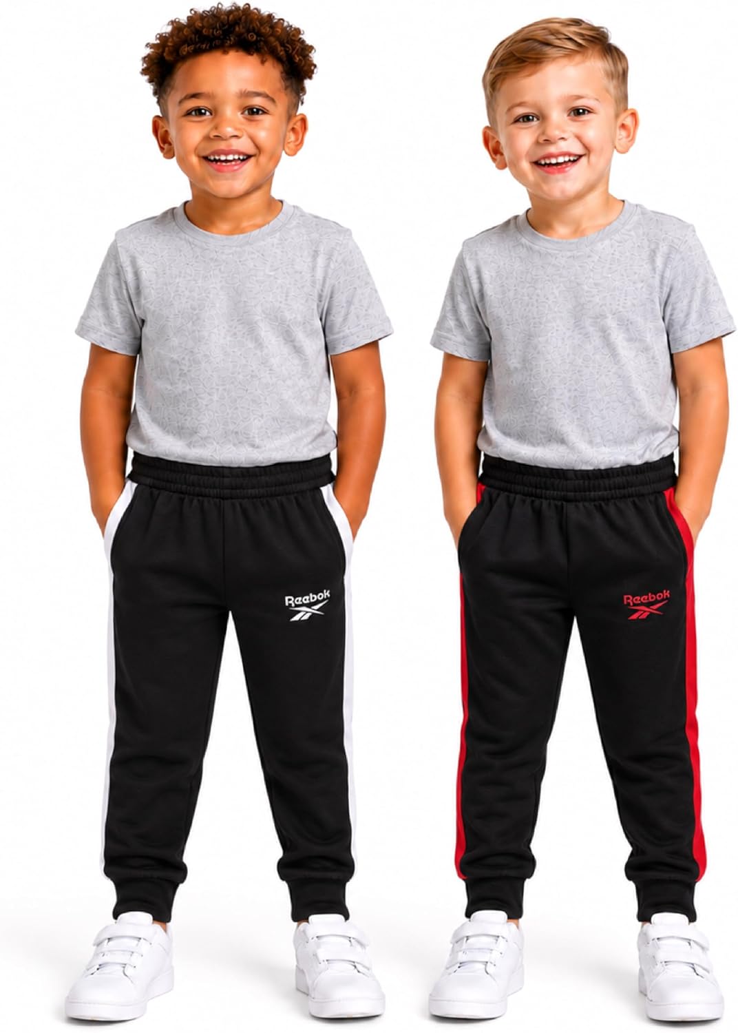Reebok Toddler Boys Joggers - 2 Pack Tricot Fleece Sweatpants for Toddlers and Little Boys - Athletic Performance Track Pants