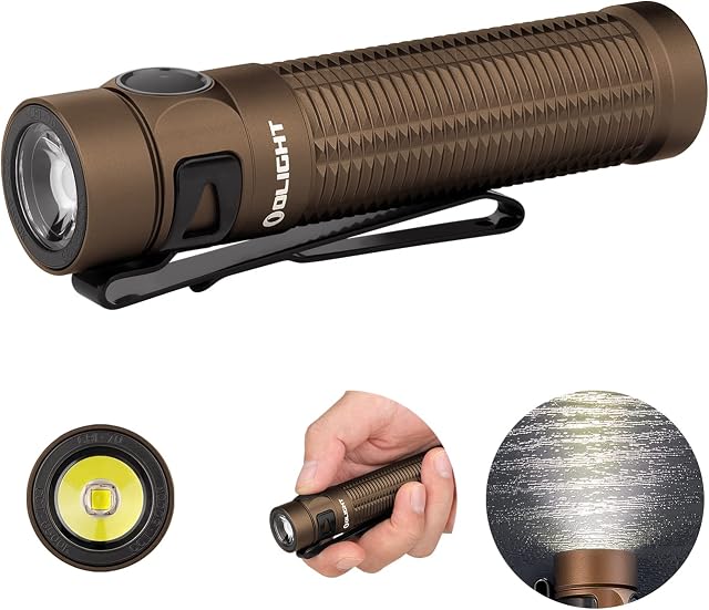 OLIGHT Baton 3 Pro 1500 Lumens EDC Rechargeable LED Torch,High Lumens Pocket Flashlight for Outdoors,Indoors and Emergency,Desert(Neutral White Light: 4000~5000K)