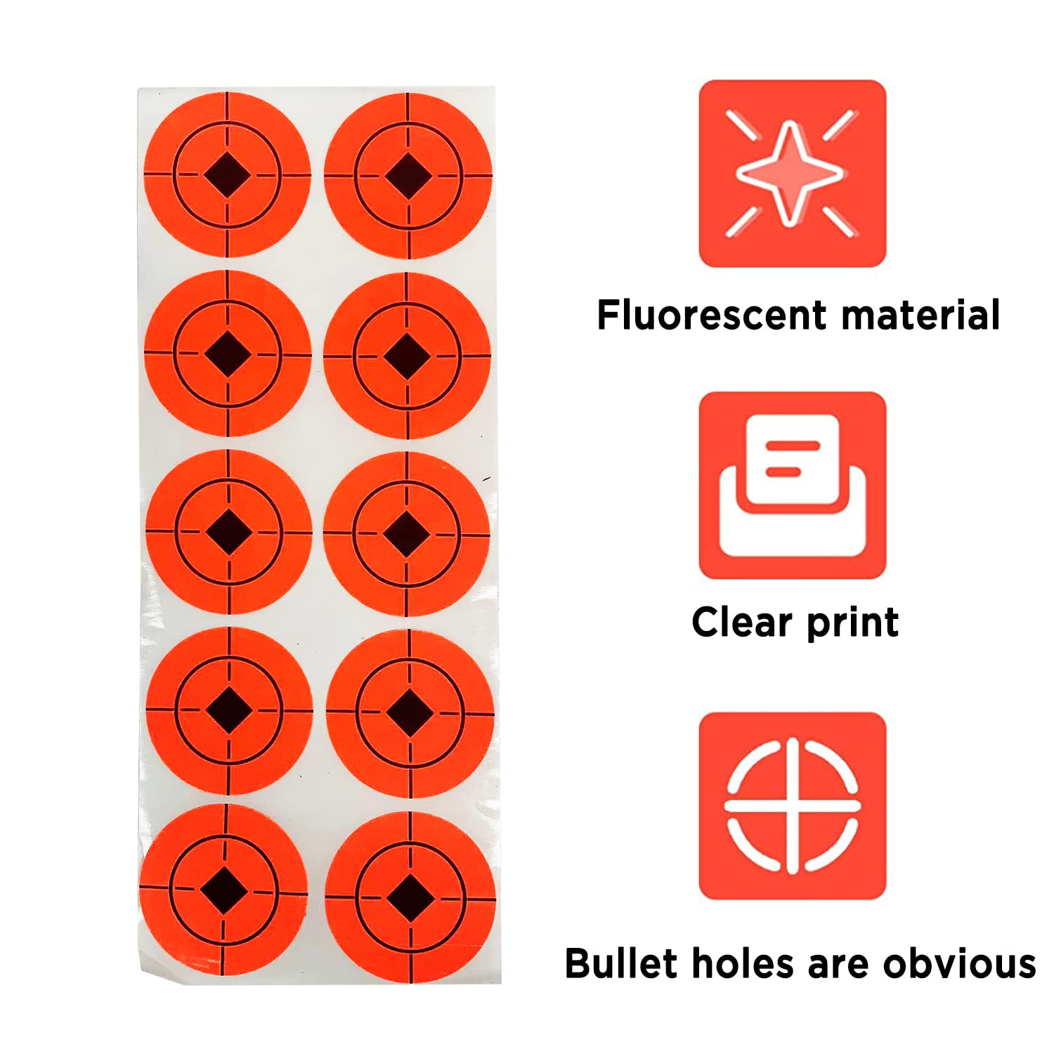 Cible De Tir Splatter 30,5 Cm - Lot De 10/25 - Autocollante, Fluorescente - Pour Entraînement Airsoft, BB Gun, Carabine à Plomb - 7