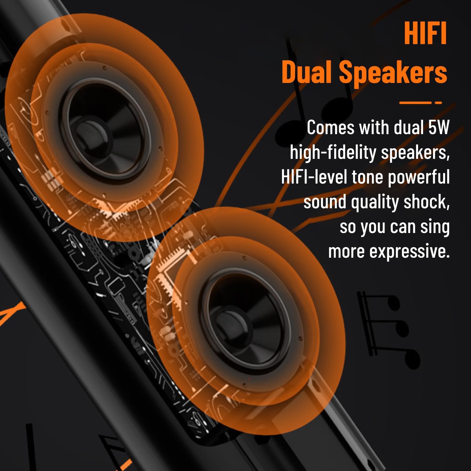 Bezprzewodowy Mikrofon do Karaoke, Stereofoniczny Mikrofon Bluetooth do śpiewania, z funkcją Nagrywania/redukcji Szumów/monitorowania Uszu (Czarny)