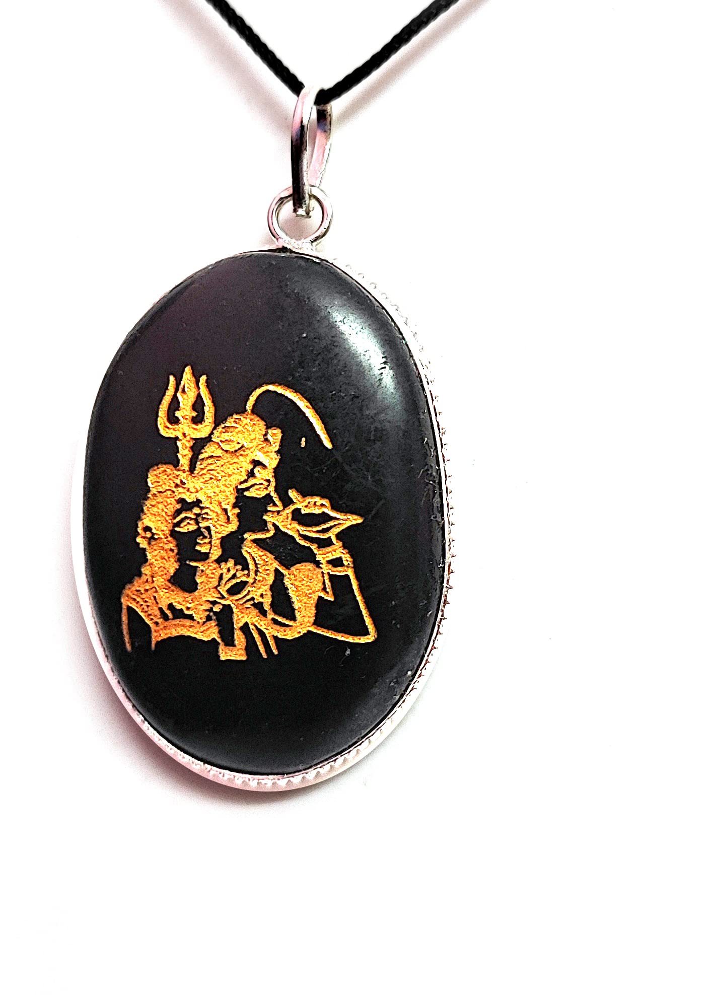 Natural Black Tourmaline Shree Shiv Ji Mahadev Mahakaal Goddess Parvati Ji Engraved Crystal Pendant For Men & Women-image-43