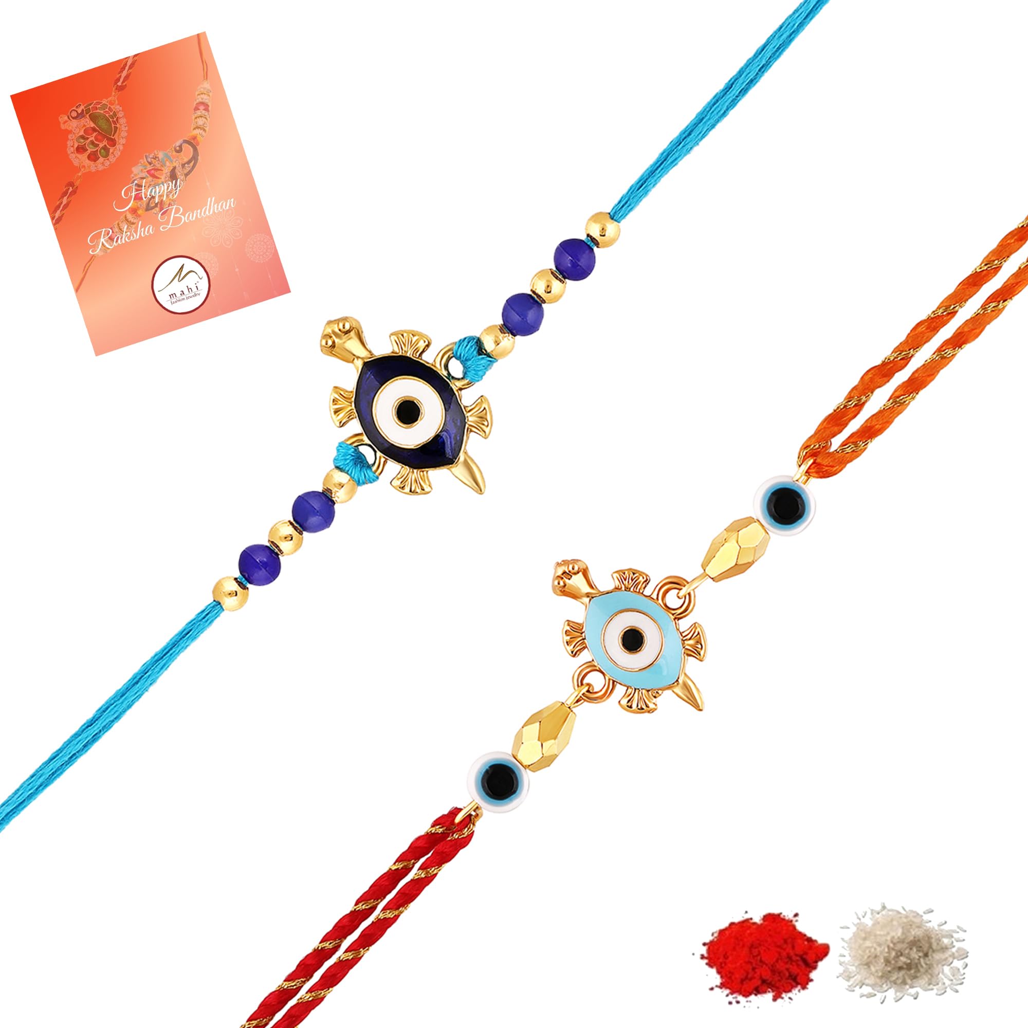 Mahi Combo of 2 Evil Eye and Tortoise-Shaped Rakhis with Meena Work Enamel for Bhaiya, Brother, Bhai, Bro (RCO1105688G) (B0D791NXB9) Amazon Price History, Amazon Price Tracker
