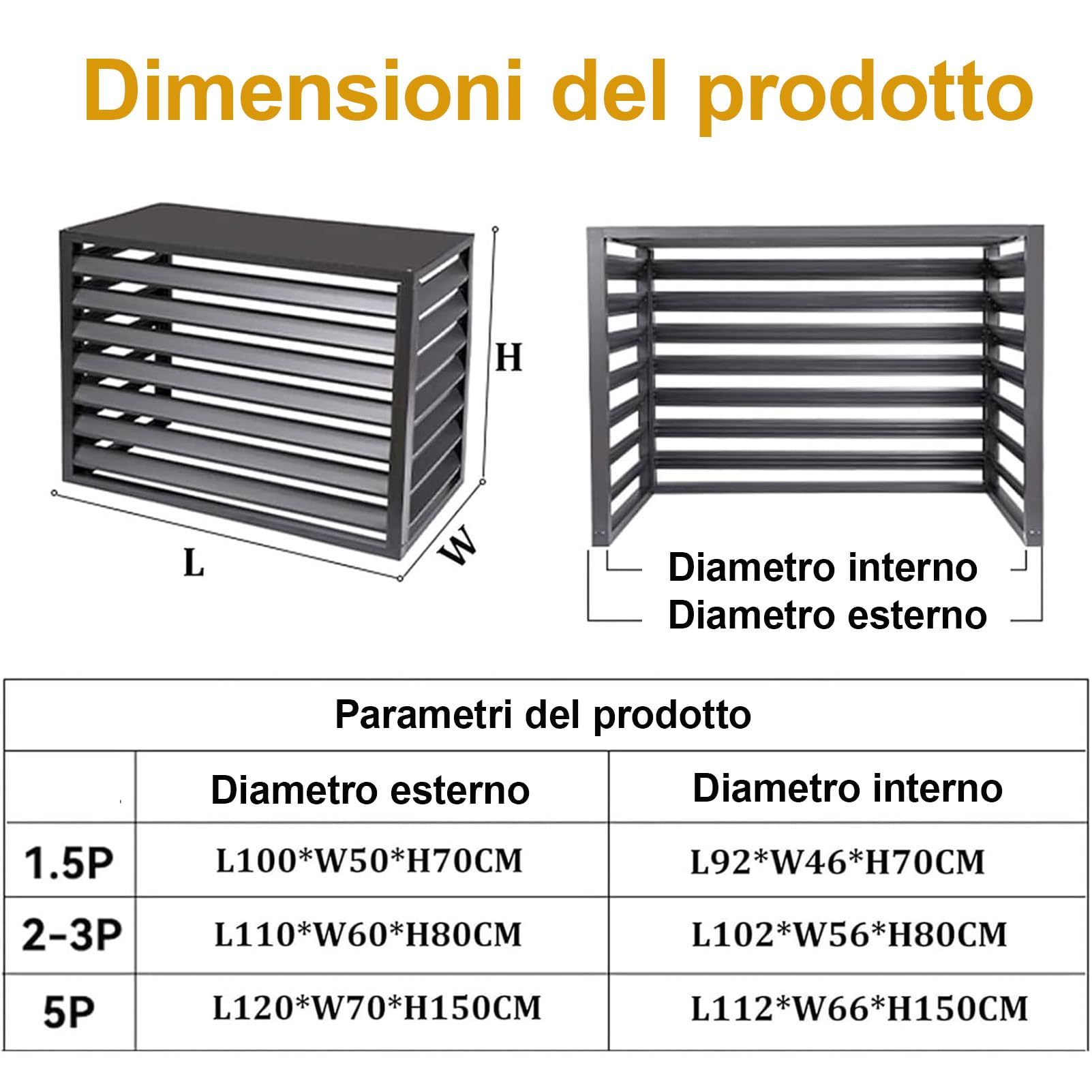 Copertura AC In Alluminio Copri Motore Condizionatore Esterno, 2-3P Copertura per Pompa di Calore, Cover Clima Blade - Protegge da Sole, Vento, Riduce Rumore, Marrone, L110×W60×H80cm
