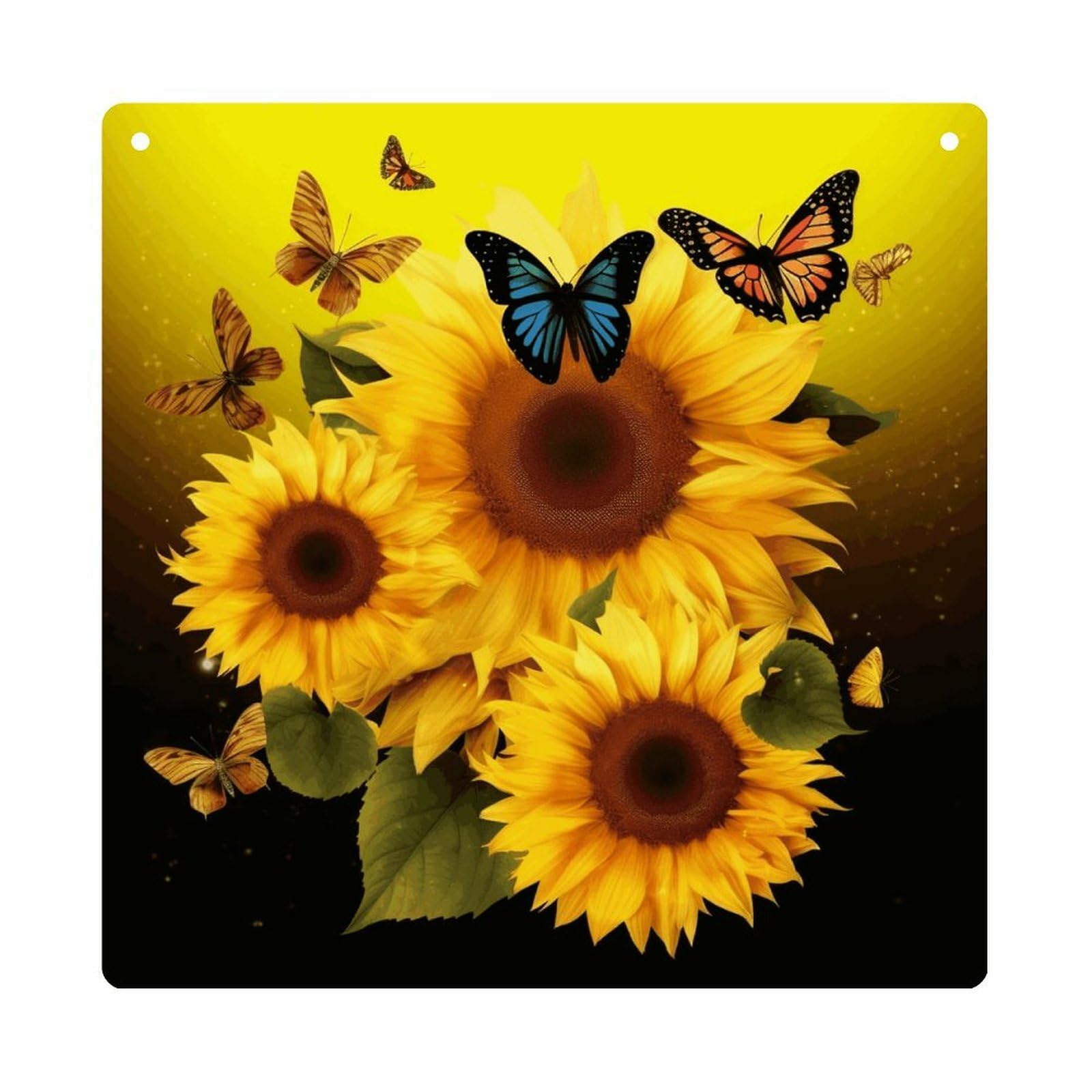 Adfgyerh Style Sunflower Floral Butterflies Art Hanging Ornaments Window Hanging Modern Acrylic Decor For Living Room Bedroom Dining Room Hallway Office Wall Decor, 8X8 In